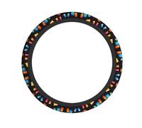 YTUOPWE Colorful irregular graphics Picture Steering Wheel Cover for Women and Men Durable, Non-Slip, Elastic, Easy to Install, for Sedans, SUVs, ATVs, Trucks