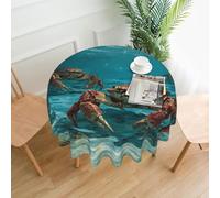 YTUOPWE Crabs at the bottom of the sea Pattern Round Decorative Tablecloth 60 in for Indoor and Outdoor Dining, Parties, Weddings