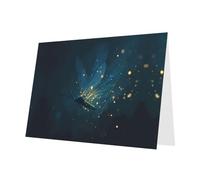 YTUOPWE Dark Green Holiday greeting check blank card and pearl beautiful blank note block Flash Firefly Picture