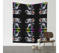 YTUOPWE Decoration Tapestry 60x51in Elephant dancing in the rainbow rain Picture Soft, Durable, Skin Friendly, Lightweight Wall Hanging for Indoor & Outdoor Use