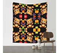 YTUOPWE Decoration Tapestry 60x51in Little bear who loves eating fruit Picture Soft, Durable, Skin Friendly, Lightweight Wall Hanging for Indoor & Outdoor Use