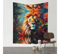 YTUOPWE Decoration Tapestry 60x51in oil painting of a lion Picture Soft, Durable, Skin Friendly, Lightweight Wall Hanging for Indoor & Outdoor Use
