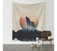 YTUOPWE Decoration Tapestry 60x51in Wolf and Moon Picture Soft, Durable, Skin Friendly, Lightweight Wall Hanging for Indoor & Outdoor Use
