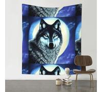 YTUOPWE Decoration Tapestry 60x51in wolf under moon Picture Soft, Durable, Skin Friendly, Lightweight Wall Hanging for Indoor & Outdoor Use