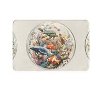 YTUOPWE Doormat floor mat 16x24in Bubble Animal World Picture water-absorbent Anti-slip, for front doors, entrances, and bathrooms