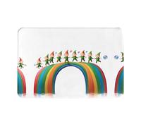 YTUOPWE Doormat floor mat 16x24in Fairies dancing on the rainbow Picture water-absorbent Anti-slip, for front doors, entrances, and bathrooms