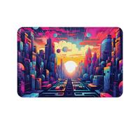 YTUOPWE Doormat floor mat 16x24in Magnificent city Picture water-absorbent Anti-slip, for front doors, entrances, and bathrooms