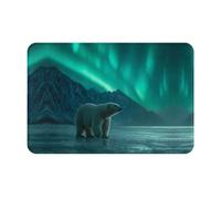 YTUOPWE Doormat floor mat 16x24in Polar Bear in the Northern Lights Picture water-absorbent Anti-slip, for front doors, entrances, and bathrooms