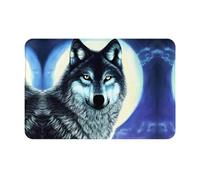 YTUOPWE Doormat floor mat 16x24in wolf under moon Picture water-absorbent Anti-slip, for front doors, entrances, and bathrooms