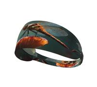 YTUOPWE Dragonfly on a mushroom Picture Elastic Exercise Headband Sports Head Tie for Men and Women, Soft, Quick-Dry
