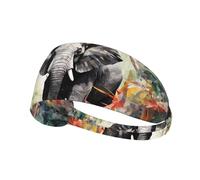 YTUOPWE Elephants in the Forest Picture Elastic Exercise Headband Sports Head Tie for Men and Women, Soft, Quick-Dry