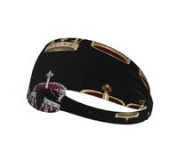 YTUOPWE English crown Picture Elastic Exercise Headband Sports Head Tie for Men and Women, Soft, Quick-Dry