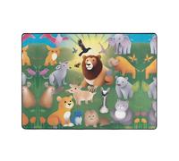 YTUOPWE Enlightenment Animals Picture Carpet 80x58 in Area Rug for Living Room, Office, Coffee Table, Bed, Balcony - Soft, Fluffy, Water Absorbent, Durable