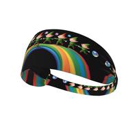 YTUOPWE Fairies dancing on the rainbow Picture Elastic Exercise Headband Sports Head Tie for Men and Women, Soft, Quick-Dry