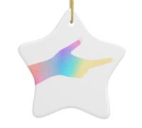 YTUOPWE Fingers dancing in the stars Picture Christmas Ceramic Star Pendant Festive and Creative Decoration Easy to hang