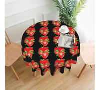 YTUOPWE Fresh strawberry Pattern Round Decorative Tablecloth 60 in for Indoor and Outdoor Dining, Parties, Weddings