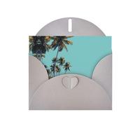 YTUOPWE Gray Holiday greeting check blank card and pearl beautiful blank note block Coconut trees by the sea Picture