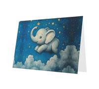 YTUOPWE Gray Holiday greeting check blank card and pearl beautiful blank note block Elephant Sky Park Picture
