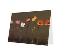 YTUOPWE Gray Holiday greeting check blank card and pearl beautiful blank note block Five Little Flowers Picture