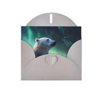 YTUOPWE Gray Holiday greeting check blank card and pearl beautiful blank note block Polar bear in the snow Picture
