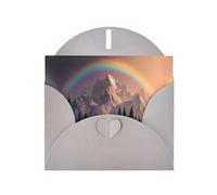 YTUOPWE Gray Holiday greeting check blank card and pearl beautiful blank note block Rainbow behind the mountains Picture