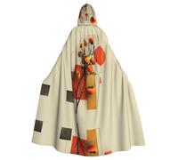 YTUOPWE Halloween adult hooded cape Geometric persimmon branch Picture comfortable and soft with large brim suitable for dances parties and gatheringss