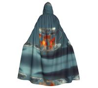 YTUOPWE Halloween adult hooded cape Goldfish in a cup Picture comfortable and soft with large brim suitable for dances parties and gatheringss