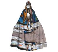 YTUOPWE Halloween adult hooded cape Puppet on skateboard Picture comfortable and soft with large brim suitable for dances parties and gatheringss
