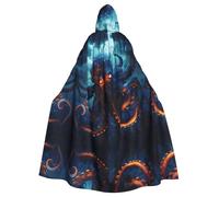 YTUOPWE Halloween adult hooded cape Thunderstorm octopus tentacles Picture comfortable and soft with large brim suitable for dances parties and gatheringss