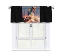 YTUOPWE Ice Crystal Cat Shadow Picture Curtain Valance 54x18in for Kitchen, Bathroom, Laundry Room, and Studio Decor