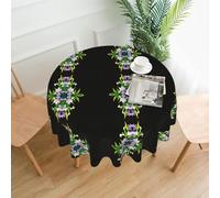 YTUOPWE Iris flowers in full bloom Pattern Round Decorative Tablecloth 60 in for Indoor and Outdoor Dining, Parties, Weddings