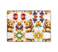 YTUOPWE Little bear who loves eating fruit Picture Carpet 80x58 in Area Rug for Living Room, Office, Coffee Table, Bed, Balcony - Soft, Fluffy, Water Absorbent, Durable