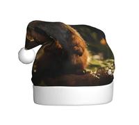 YTUOPWE Little fox hiding from the rain Picture Christmas Hat for Adult material is soft and lightweight