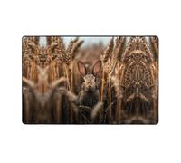 YTUOPWE Little rabbit in the wheat field Picture Flannel Fabric Carpet 60x39in Floor Mat for Living Room, Office, Coffee Table, Bed, Balcony