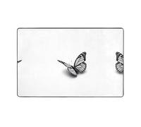 YTUOPWE Lonely black and white butterfly Picture Flannel Fabric Carpet 60x39in Floor Mat for Living Room, Office, Coffee Table, Bed, Balcony