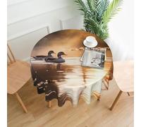 YTUOPWE Mallard ducks at sunset Pattern Round Decorative Tablecloth 60 in for Indoor and Outdoor Dining, Parties, Weddings