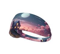 YTUOPWE Moonlight Cottage Picture Elastic Exercise Headband Sports Head Tie for Men and Women, Soft, Quick-Dry