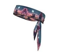 YTUOPWE Moonlight Cottage Picture Sports Head Tie Headband for Men and Women, Soft & Breathable Moisture Wicking Athletic