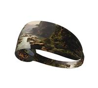 YTUOPWE mountains and rivers Picture Elastic Exercise Headband Sports Head Tie for Men and Women, Soft, Quick-Dry