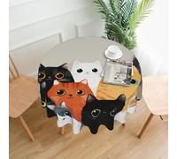YTUOPWE Painting cat Pattern Round Decorative Tablecloth 60 in for Indoor and Outdoor Dining, Parties, Weddings