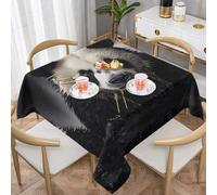 YTUOPWE Panda in the water Picture Square Decorative Tablecloth 60"x60" Waterproof, Wrinkle-Resistant, Reusable for Coffee Shops, Buffet, Picnics, Weddings, Parties