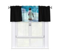 YTUOPWE Penguin eating ice cream Picture Curtain Valance 54x18in for Kitchen, Bathroom, Laundry Room, and Studio Decor