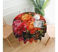 YTUOPWE Peonies in full bloom Pattern Round Decorative Tablecloth 60 in for Indoor and Outdoor Dining, Parties, Weddings