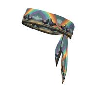 YTUOPWE Pigeons under the rainbow Picture Sports Head Tie Headband for Men and Women, Soft & Breathable Moisture Wicking Athletic