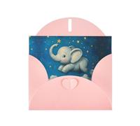 YTUOPWE Pink Holiday greeting check blank card and pearl beautiful blank note block Elephant Sky Park Picture