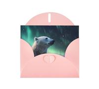 YTUOPWE Pink Holiday greeting check blank card and pearl beautiful blank note block Polar bear in the snow Picture