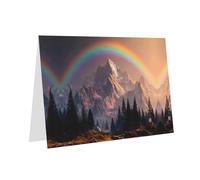 YTUOPWE Pink Holiday greeting check blank card and pearl beautiful blank note block Rainbow behind the mountains Picture