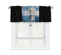 YTUOPWE Polar Bear on Ice Picture Curtain Valance 54x18in for Kitchen, Bathroom, Laundry Room, and Studio Decor