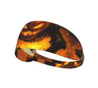 YTUOPWE Pumpkin monster in the fire Picture Elastic Exercise Headband Sports Head Tie for Men and Women, Soft, Quick-Dry