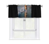 YTUOPWE Puppy running by the sea Picture Curtain Valance 54x18in for Kitchen, Bathroom, Laundry Room, and Studio Decor